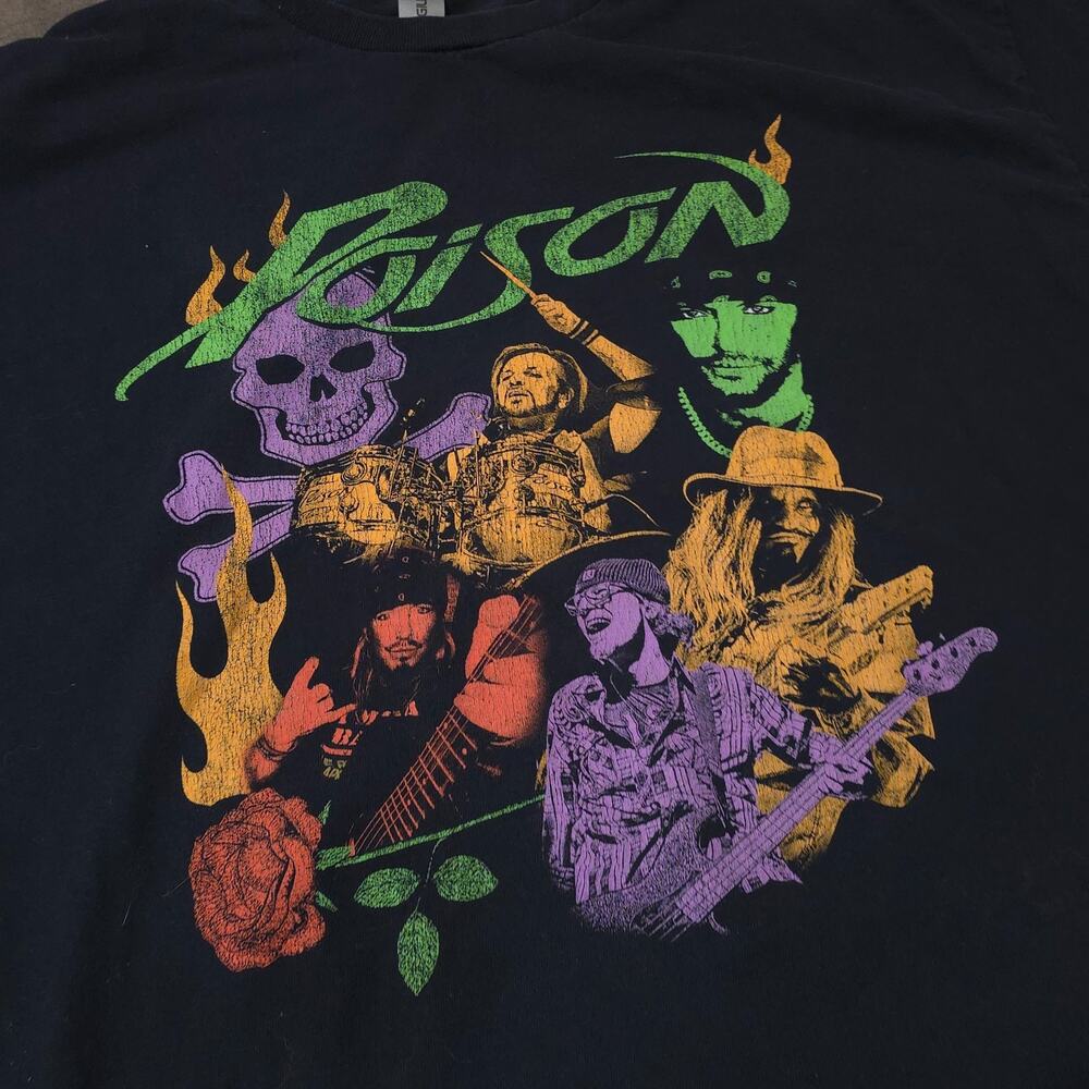 Poison Stadium Tour 2022 T Shirt Black Graphic Band Tee Adult Large - Picture 7 of 9